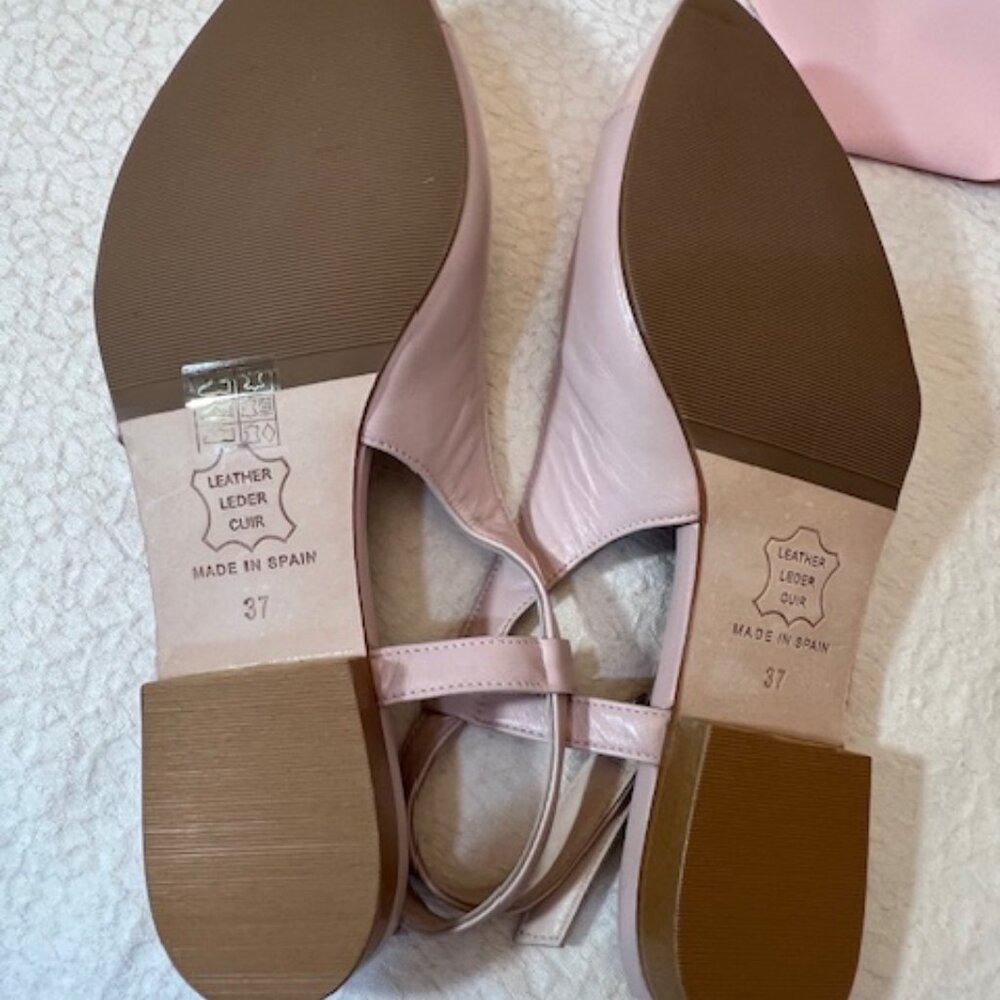 BRAND NEW Sargasso and Grey Slingback Flats/Shoes -Pink Leather-Size 37 W 6 1/2W - Picture 5 of 6